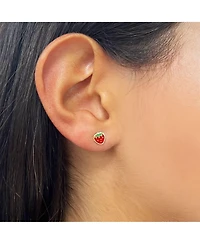 The Lovery Strawberry Enamel Stud Earrings 14K Gold
