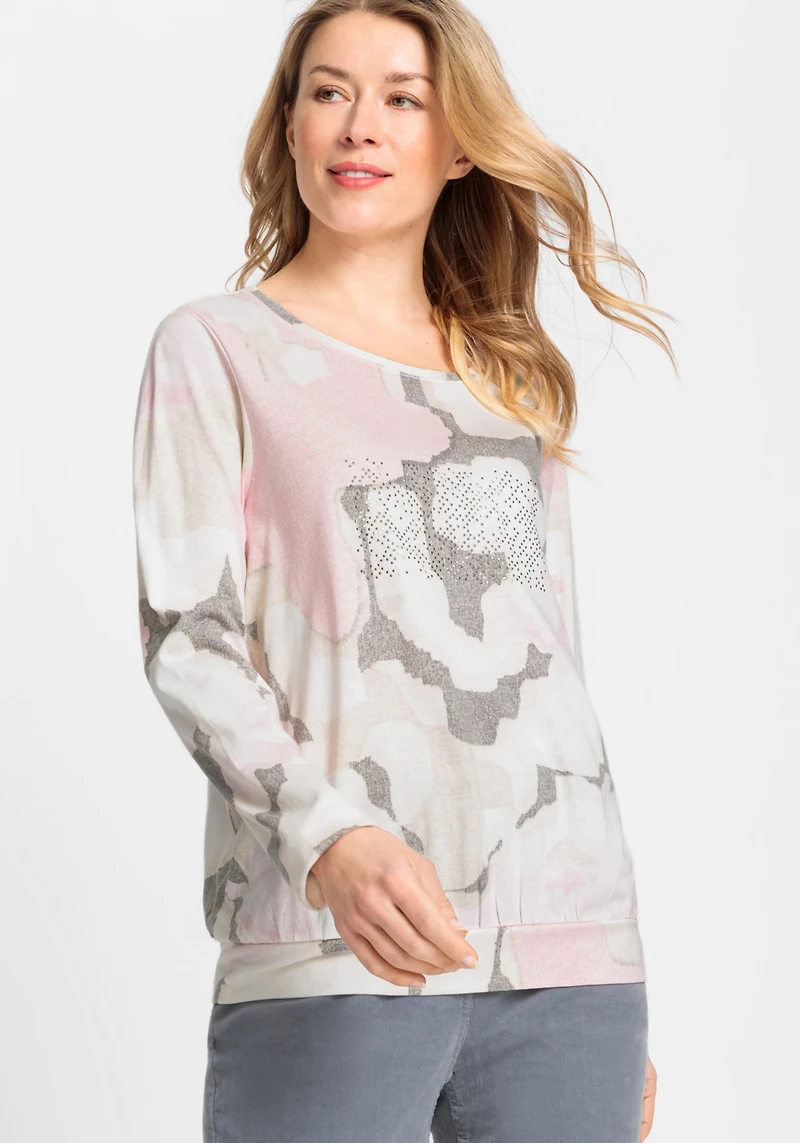 Olsen Women's Long Sleeve Pastel Camo T-Shirt