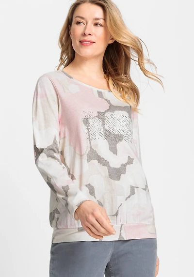Olsen Women's Long Sleeve Pastel Camo T-Shirt