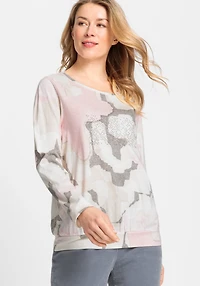 Olsen Women's Long Sleeve Pastel Camo T-Shirt