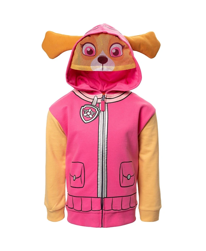 Paw Patrol Girls Rubble Chase Skye Fleece Zip Up Pullover Hoodie to