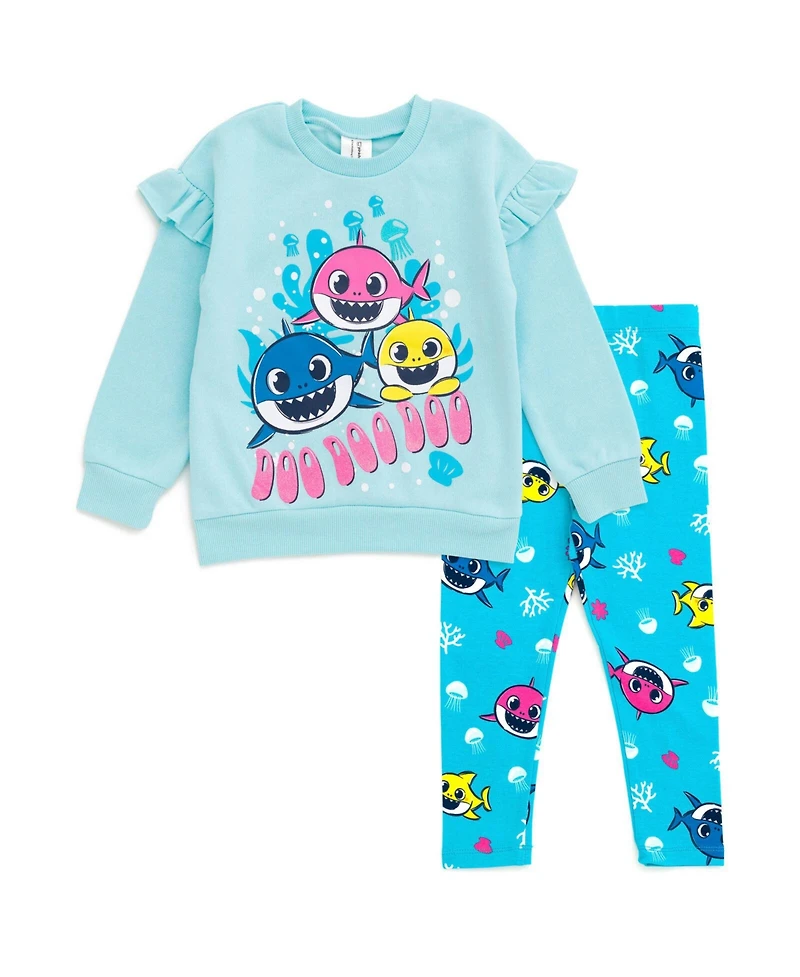 Baby Shark Girls Pinkfong Pullover Fleece Sweatshirt and Pants Outfit Set