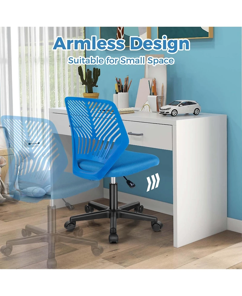 Height-adjustable Ergonomic Kids Desk Chair with Universal Casters Working