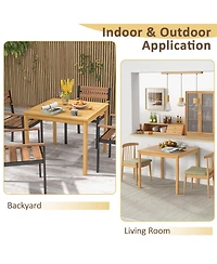 Costway Patio Dining Table Acacia Wood Square Outdoor Bistro