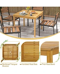Costway Patio Dining Table Acacia Wood Square Outdoor Bistro