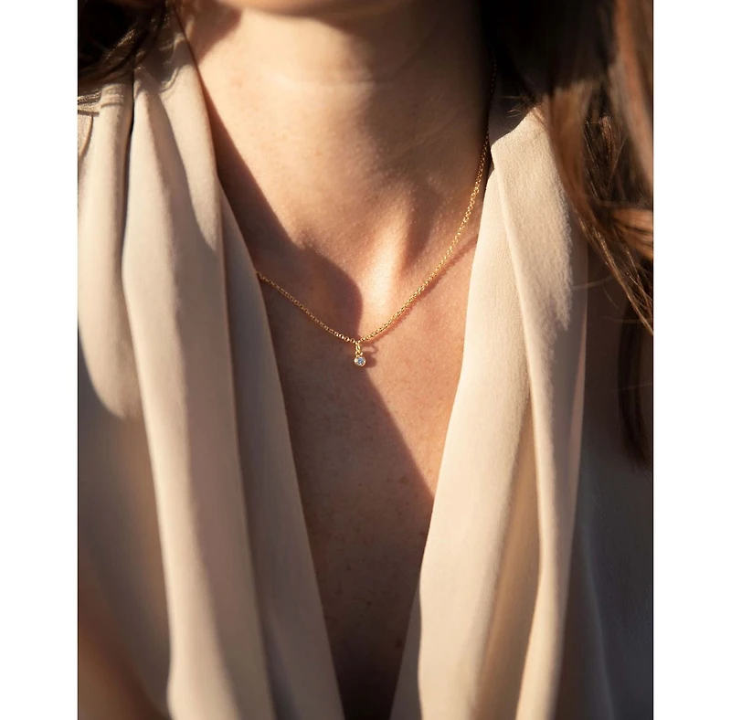 Vincero Women's Sapphire Necklace in 14k Gold-Plated Sterling Silver with White Sapphire