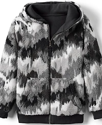 Lands' End Girls Reversible High Pile Fleece Hoodie