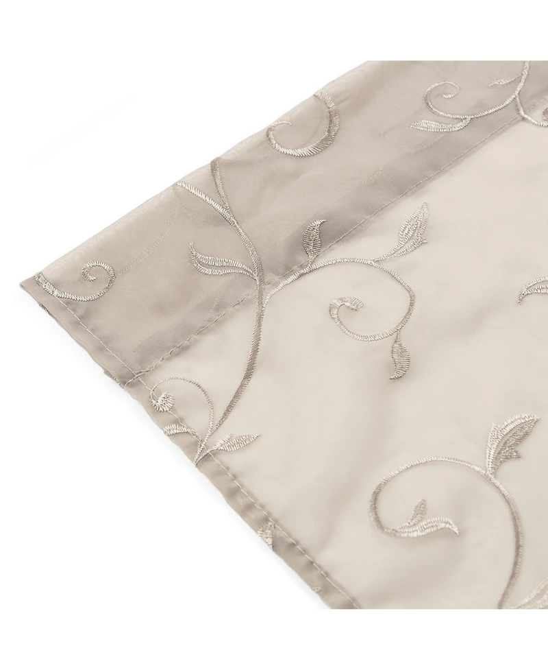 Chanasya Premium Embroidered Swirl Vine Curtains - Sheer for Living Room, Bedroom, Kitchen 52" x 96" Sage, 2 Panels