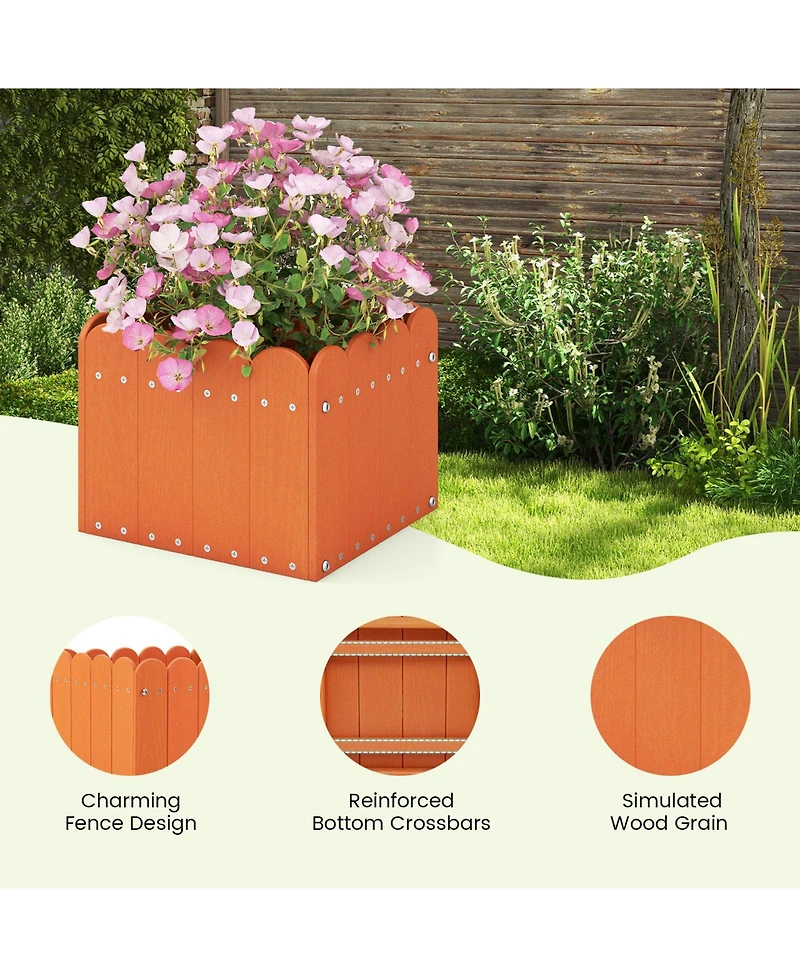 Givimo 2 Pack Square Planter Box with Drainage Gaps for for Front Porch Garden Balcony-Orange