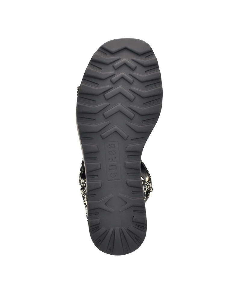 Guess Women's Ocilia Quattro Logo Sport Eva Wedge Strappy Sandals
