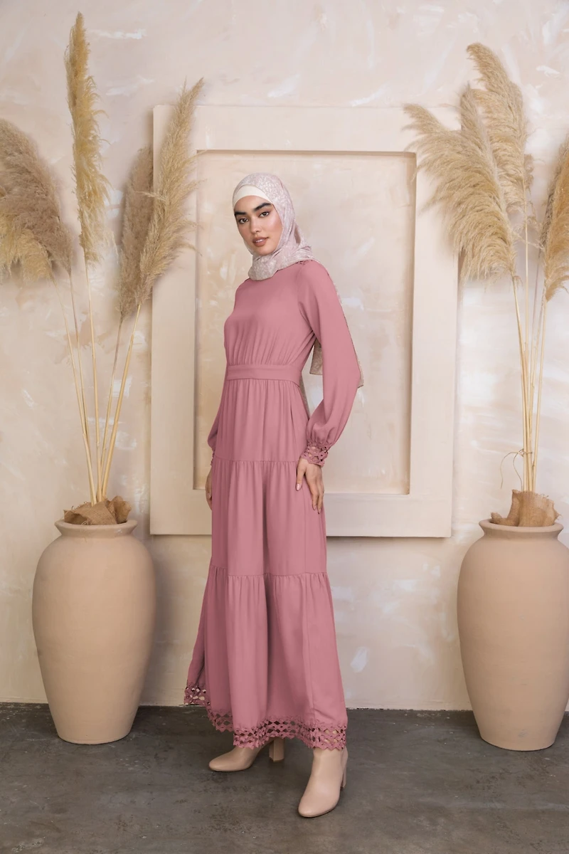 Urban Modesty Women's Lattice Abaya Maxi Dress