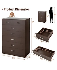 Wooden Chest of Drawers with Anti-toppling Device and Metal Handles