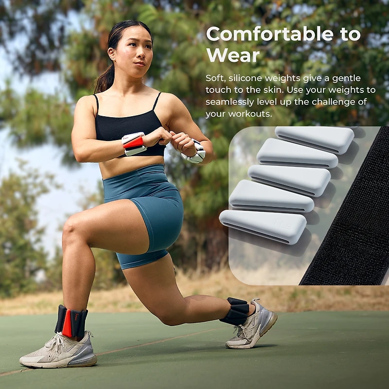 Sunny Health & Fitness 2 Lb Wearable Arm Weights, Set of 2 (1LB Each), Adjustable Silicone Ankle Weights