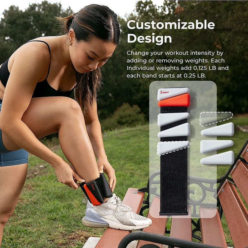 Sunny Health & Fitness 2 Lb Wearable Arm Weights, Set of 2 (1LB Each), Adjustable Silicone Ankle Weights