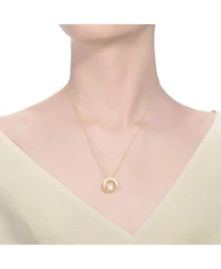 Sterling Silver 14k Gold Plated with Genuine Freshwater Round Pearl Pendant Necklace