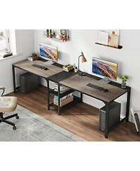 Tribesigns 90.55'' 2 Person Desk with Storage Shelves, Double Computer Desk with Spacious Desktop, Extra Long Study Writing Table Workstation for Home