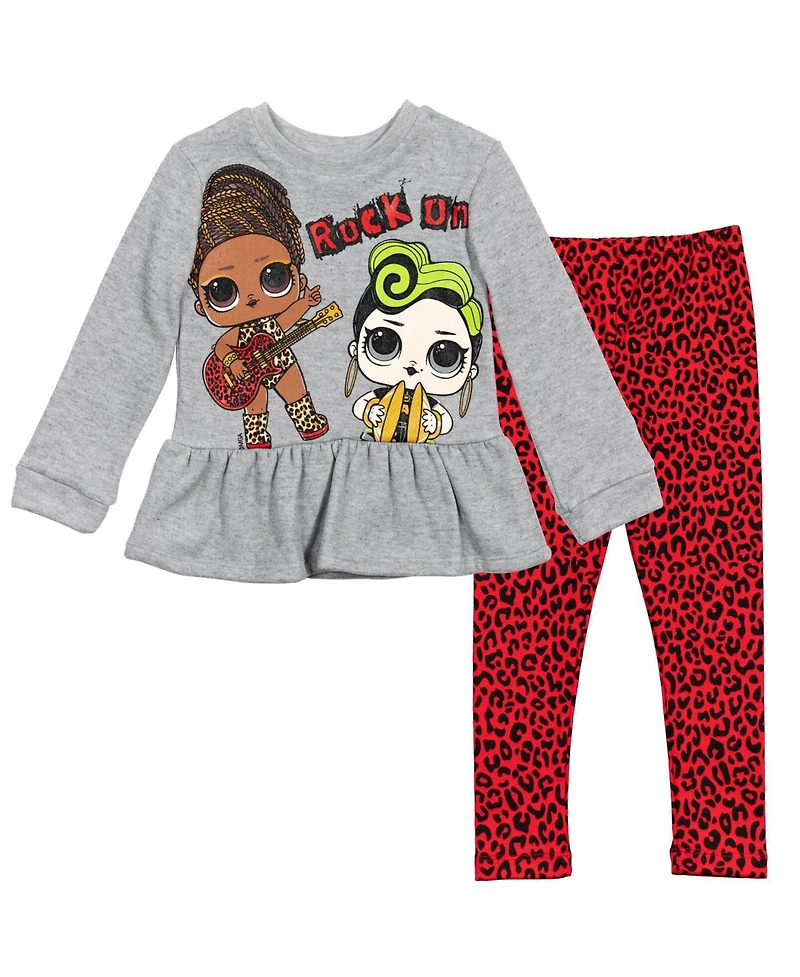 L.o.l. Surprise! Girls French Terry Sweatshirt and Leggings Outfit Set