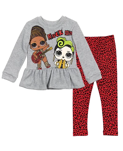 L.o.l. Surprise! Girls French Terry Sweatshirt and Leggings Outfit Set