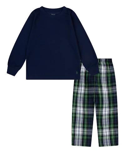 Polo Ralph Lauren Boys 4-7 2-Piece Long Sleeve T-Shirt and Woven Pant Pajama Set