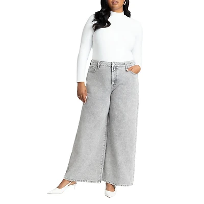 Eloquii Plus Size The Yvette Rigid Wide Leg Jean