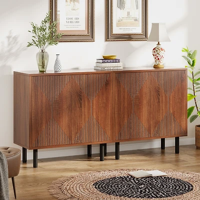 Tribesigns Sideboard Storage Cabinet, Wooden Buffet Floor Cabinet with Doors, Accent for Living Room