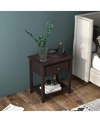 Sugift Nightstand with Drawer and Storage Shelf for Bedroom