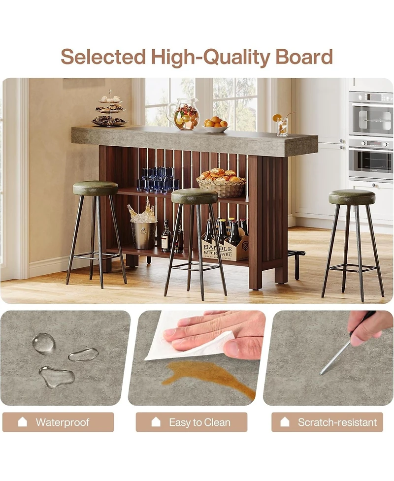 Tribesigns 63-Inch Large Home Bar Unit, Modern 2-Tier Bar Table with Footrest, Corner Mini Coffee Bar Cabinet for Home Kitchen Pub, Dining Room, Livin