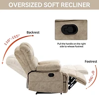 Mondawe Large Manual Recliner Chair Fabric For Living Room