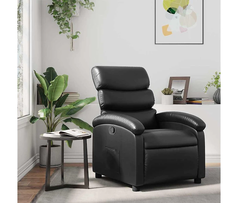 Recliner Chair Black Faux Leather