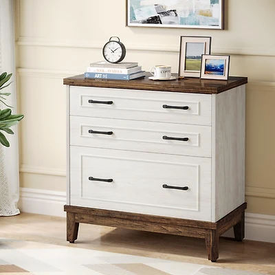 Tribesigns 3-Drawer File Cabinet, Lateral Filing Cabinet for A4/Letter/Legal Size, Wood Office Storage Cabinet Printer Stand for Home Office, Living R