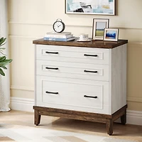 Tribesigns 3-Drawer File Cabinet, Lateral Filing Cabinet for A4/Letter/Legal Size, Wood Office Storage Cabinet Printer Stand for Home Office, Living R