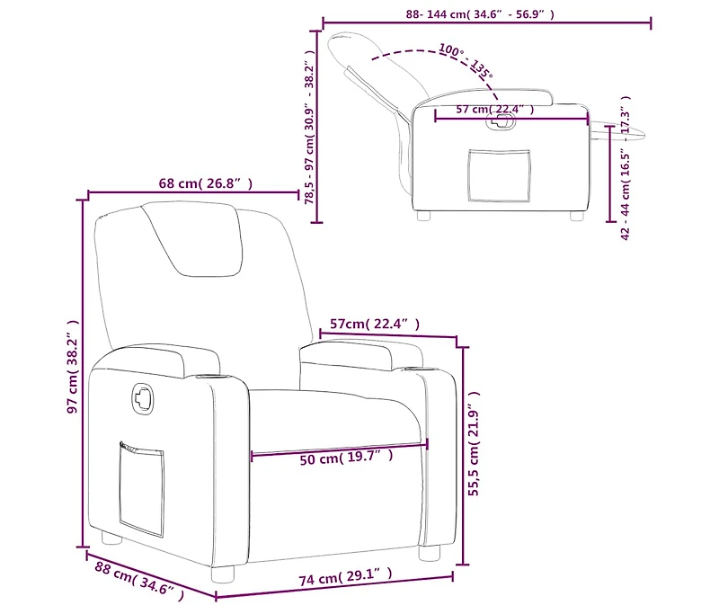 Recliner Chair Cream Faux Leather