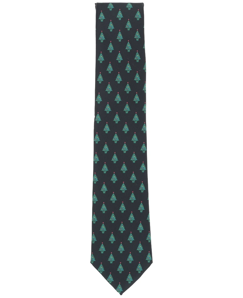 Club Room Men's Festive Tree Graphic Tie, Created for Macy's