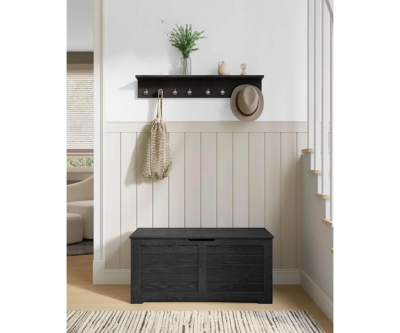 Slickblue Storage Chest, Trunk With 2 Safety Hinges, For Entryway, Bedroom