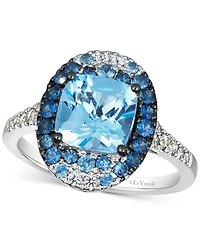 Le Vian Multi-Gemstone (3 ct. t.w.) & Nude Diamond (1/6 ct. t.w.) Halo Ring in 14k White Gold