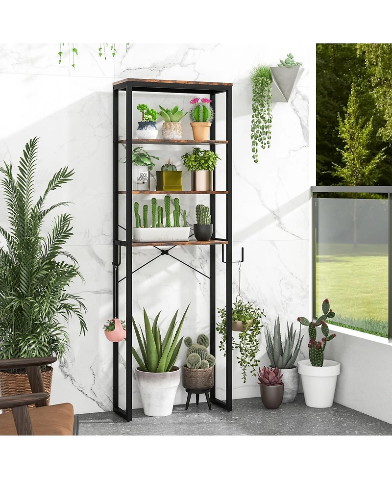 Sugift 4-Tier Freestanding Over the Toilet Storage Rack-Rustic Brown
