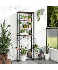 Sugift 4-Tier Freestanding Over the Toilet Storage Rack-Rustic Brown