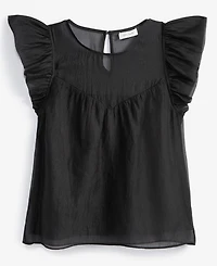 On 34th Women's Sheer Ruffle Sleeve Top, Created for Macy's