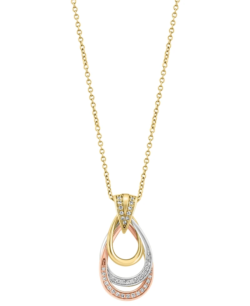 Effy Diamond Interlocking Open Drop Pendant Necklace (1/6 ct. t.w.) in 14k Tricolor Gold