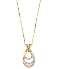 Effy Diamond Interlocking Open Drop Pendant Necklace (1/6 ct. t.w.) in 14k Tricolor Gold