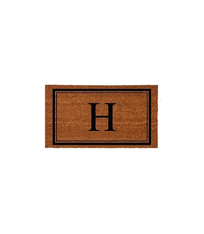 Evergreen Monogram Indoor Outdoor 100% Natural Coir Doormat 28" x 16" | Letter "H"