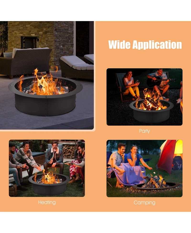 Skonyon 36 inch Round Steel Fire Pit Ring Line for Outdoor Backyard