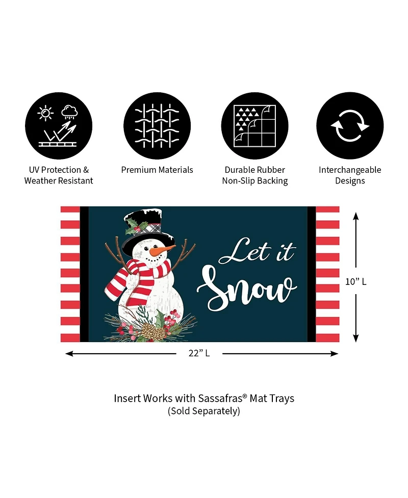 Evergreen Holly Snowman Sassafras Indoor Outdoor Switch Doormat 1'10"x10" Multicolored