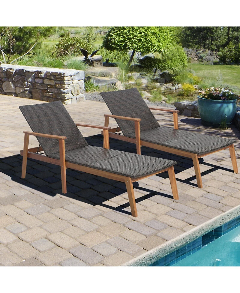 Inolait Sugift Patio Rattan Lounge Chair with 4-Position Adjustable Backrest