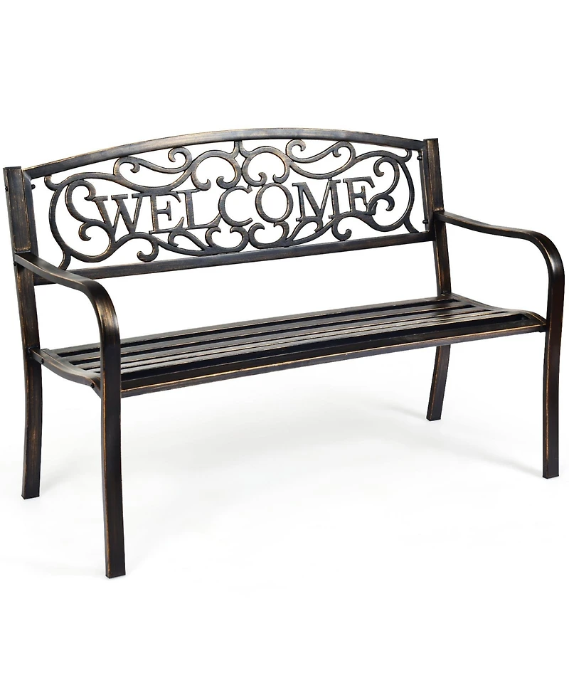 Sugift Garden Bench with Elegant Bronze Finish and Durable Metal Frame