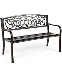 Sugift Garden Bench with Elegant Bronze Finish and Durable Metal Frame