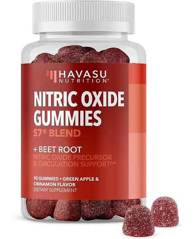 Nitric Oxide Gummies for Men & Women, Nitric Oxide Supplements with L-Arginine and Beet Root, Green Apple & Cinnamon Flavor, Havasu Nutrition, 90ct