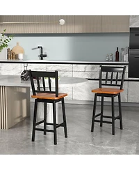 Sugift 24.5 Inches Set of 2 Swivel Bar Stools with 360° Swiveling