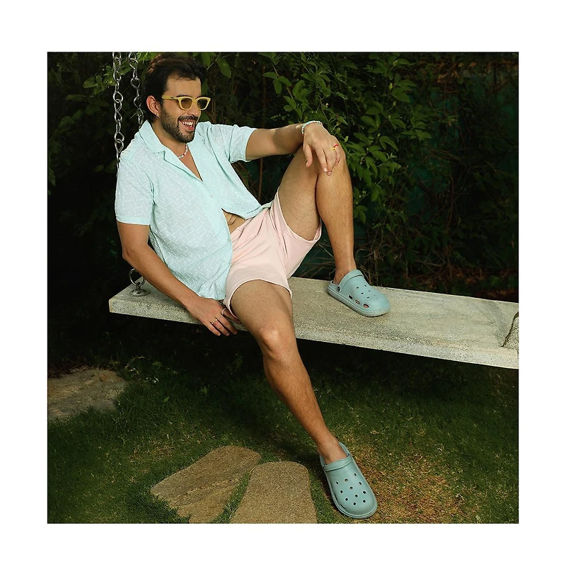 Men's Mint Green Embroidered Zig-Zag Shirt