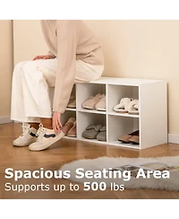 Shoe Bench 8 Cubbies Shoe Organizer with 500 Lbs Weight Capacity Cubby Shoe Rack